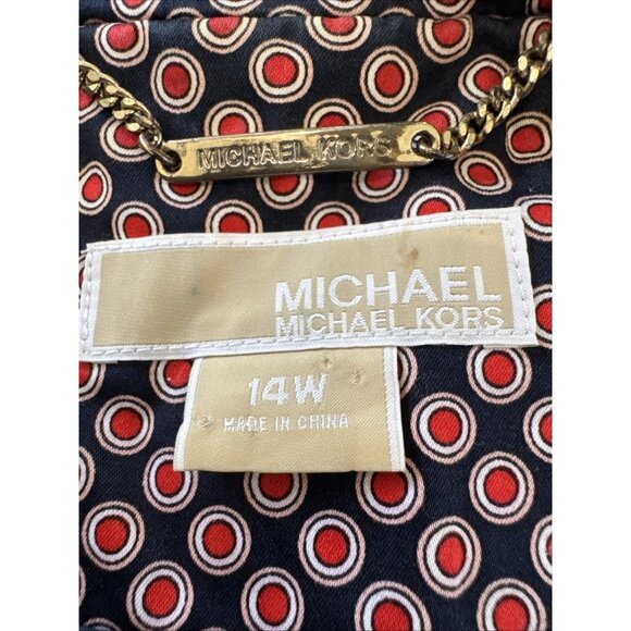 Michael Kors Womens Blazer Jacket Size 14 Blue/Red Geometric Circle Print - Picture 7 of 10